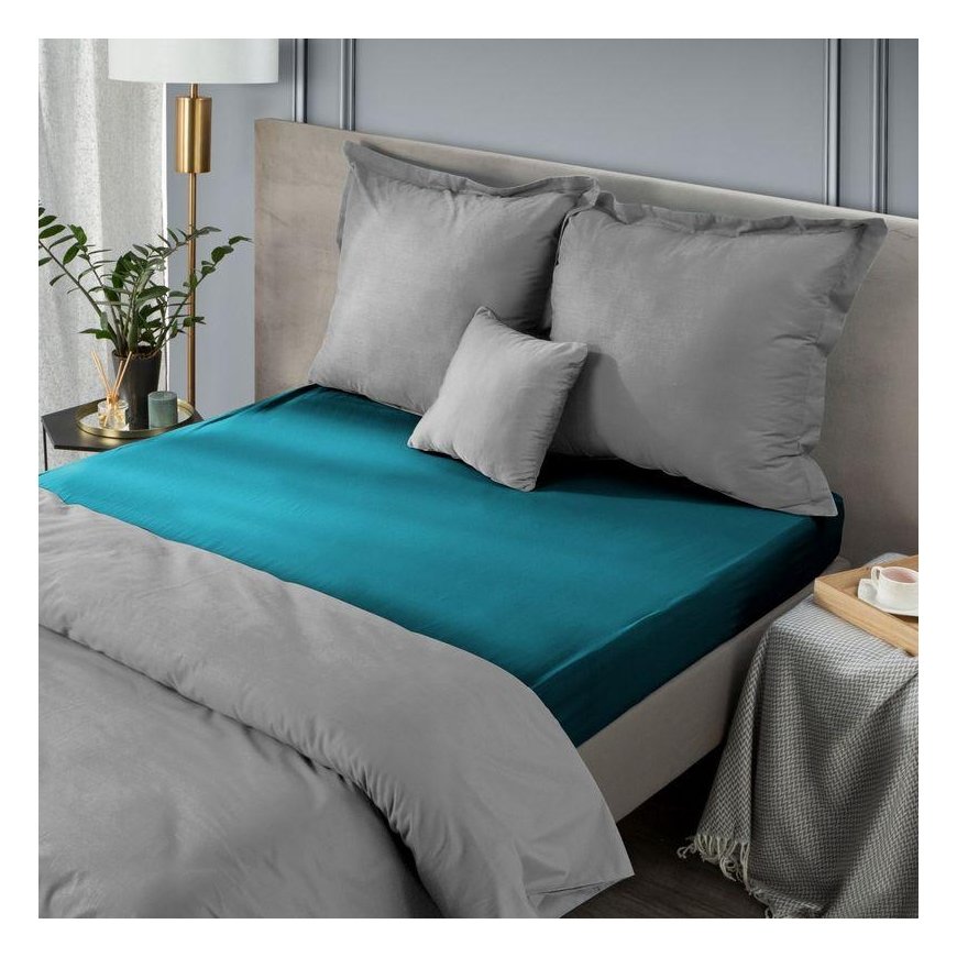 Eurofirany DESIGN 91 Cotton sheet with rubber JERSEY, 140X200+30CM, 125 g/m2, color: turquoise – 6