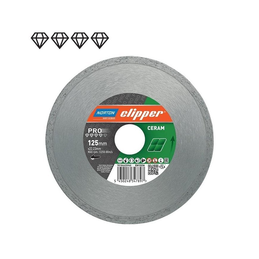 Norton Clipper Norton Diamond disc complete PRO CERAMIC H10 250x25.4 (70184625097) – 3