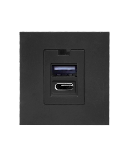 Orno NOEN USB x 2 - Type A + C, Dual Modular Port 45x45mm with USB Charger, 2.1A 5V DC, Black