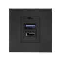 Orno NOEN USB x 2 - A + C tipas, dvigubas modulinis prievadas 45x45mm su USB įkrovikliu, 2,1A 5V DC, Orno NOEN USB x 2 - A + C tipas, dvigubas modulinis prievadas 45x45mm su USB įkrovikliu, 2,1A 5V DC,