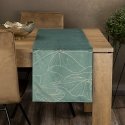 Eurofirany BLINK / 18 Velvet table runner with water lily leaf pattern, 35X180 cm, color: dark mint Eurofirany BLINK / 18 Velvet table runner with water lily leaf pattern, 35X180 cm, color: dark mint