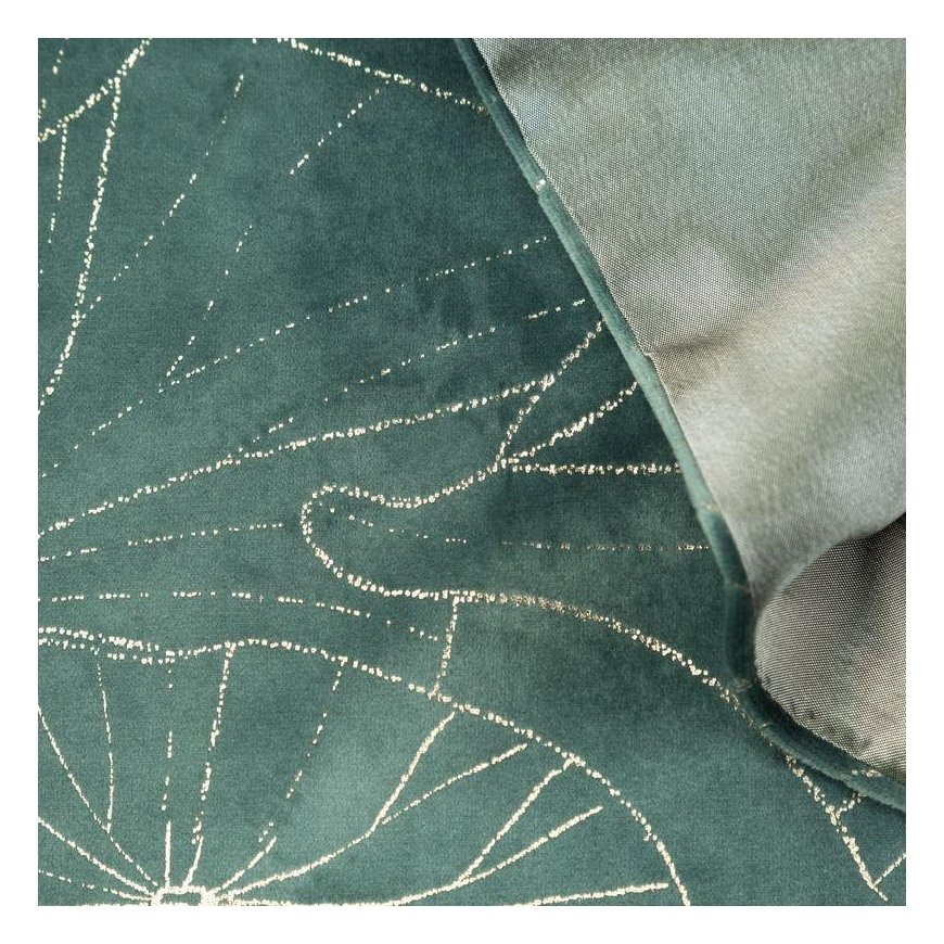 Eurofirany BLINK / 18 Velvet table runner with water lily leaf pattern, 35X180 cm, color: dark mint – 5