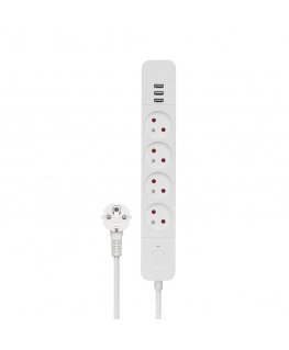 SAVIO toitejuhe 4 pistikupesa ja 3 x USB-A 1,5 m valge LZ-12