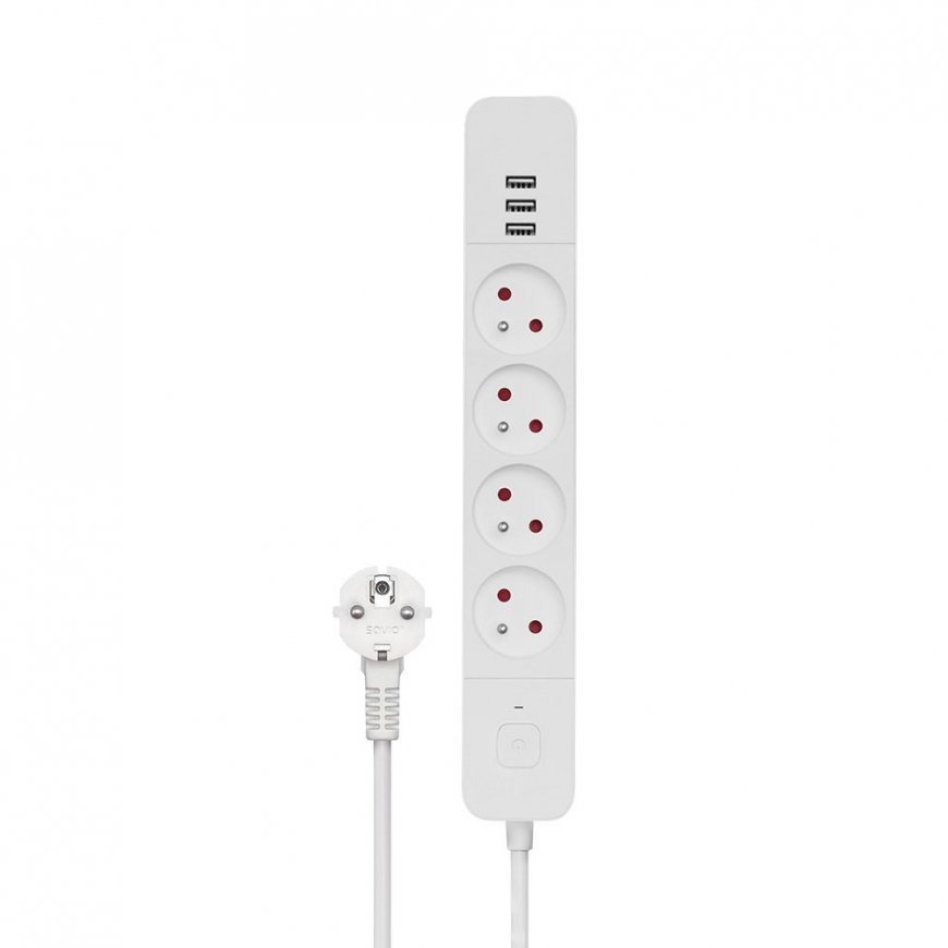 SAVIO toitejuhe 4 pistikupesa ja 3 x USB-A 1,5 m valge LZ-12