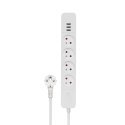 SAVIO toitejuhe 4 pistikupesa ja 3 x USB-A 1,5 m valge LZ-12 SAVIO toitejuhe 4 pistikupesa ja 3 x USB-A 1,5 m valge LZ-12