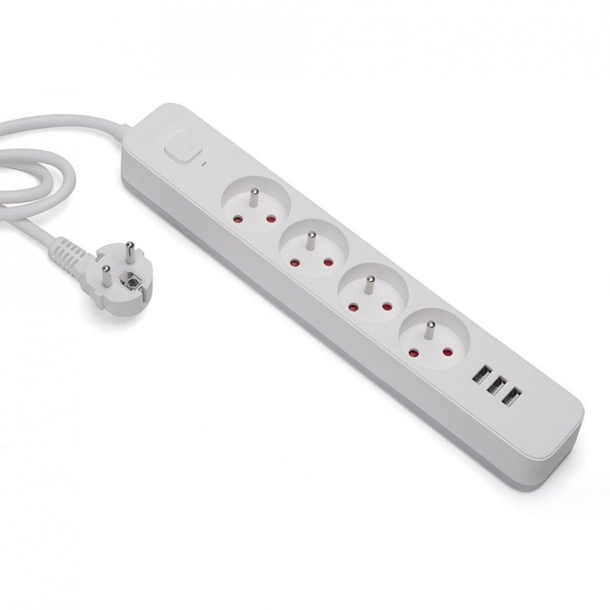 SAVIO toitejuhe 4 pistikupesa ja 3 x USB-A 1,5 m valge LZ-12 – 4