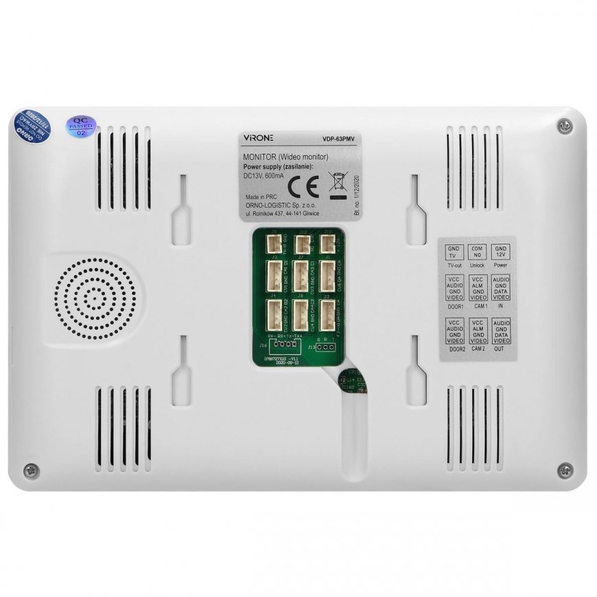 Orno Video intercom, handset, color, LCD 7", OSD menu, WI-FI + APP for phone, gate control, white, V – 9