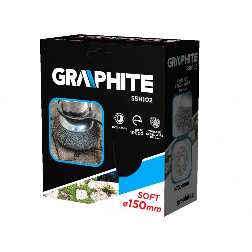 GRAPHITE Wire brush for petrol brushcutter 150 x 25.4 mm, soft, wavy wires – 4