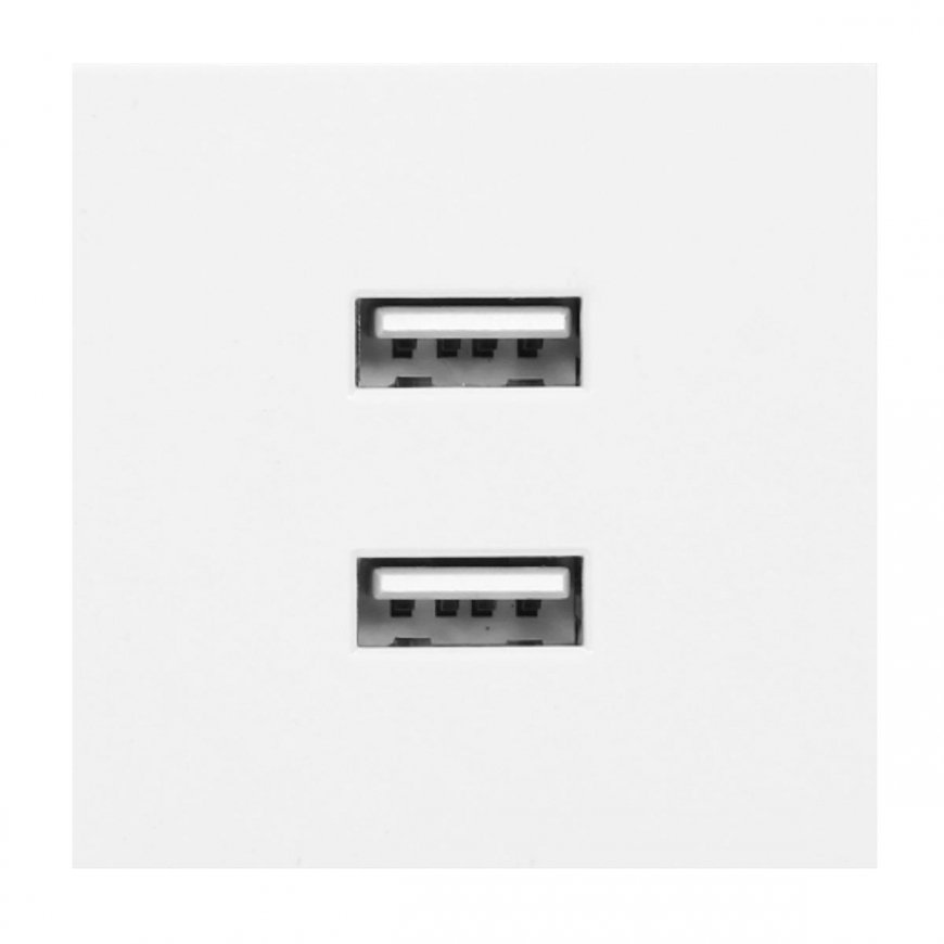 Orno NOEN USB x 2, 45x45 mm dual modular port with USB charger, 2.1A 5V DC, white – 2