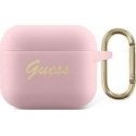 Guess Apsauginis dėklas GUA3SSSI silikoninis Vintage Script, skirtas AirPods 3 rožinis Guess Apsauginis dėklas GUA3SSSI silikoninis Vintage Script, skirtas AirPods 3 rožinis