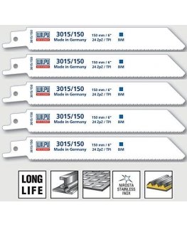 Saws for steel, sheets up to 1.2 mm WILPU, 5 pcs 130 mm 3015/150