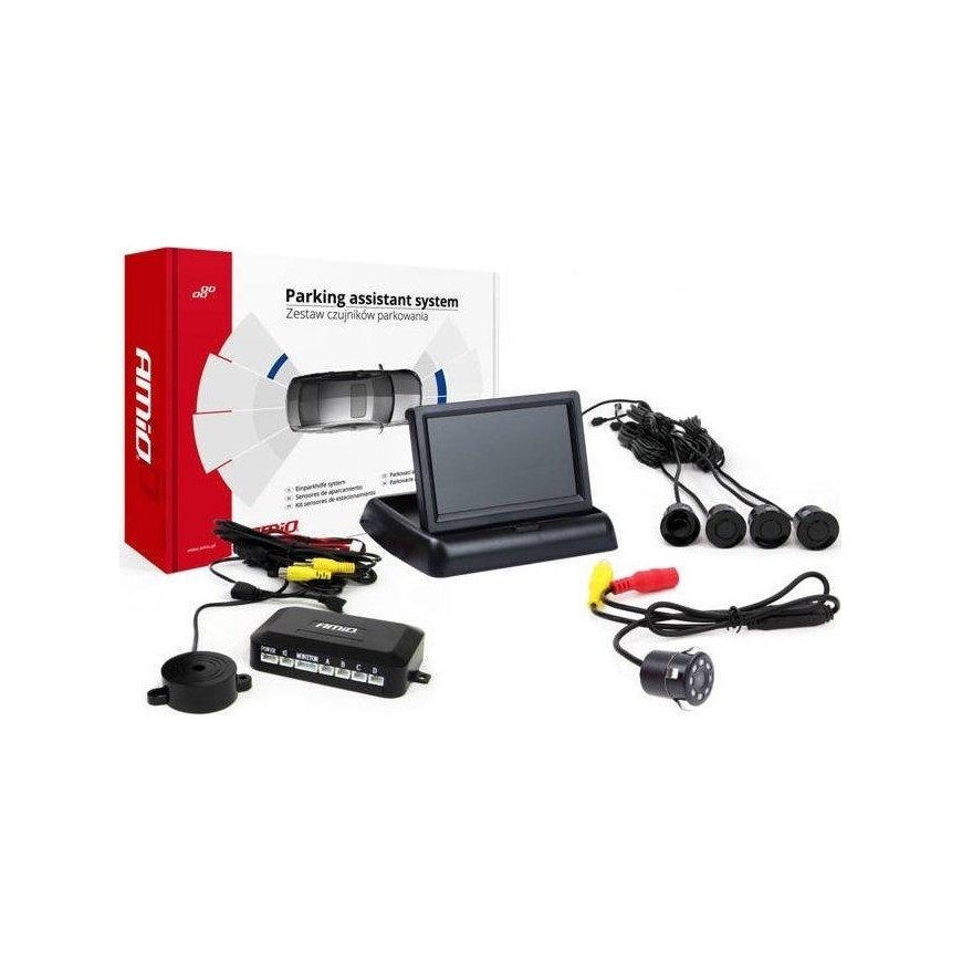Amio Parking sensor kit tft02 4.3 inch with camera hd-307-and 4 black sensors – 2
