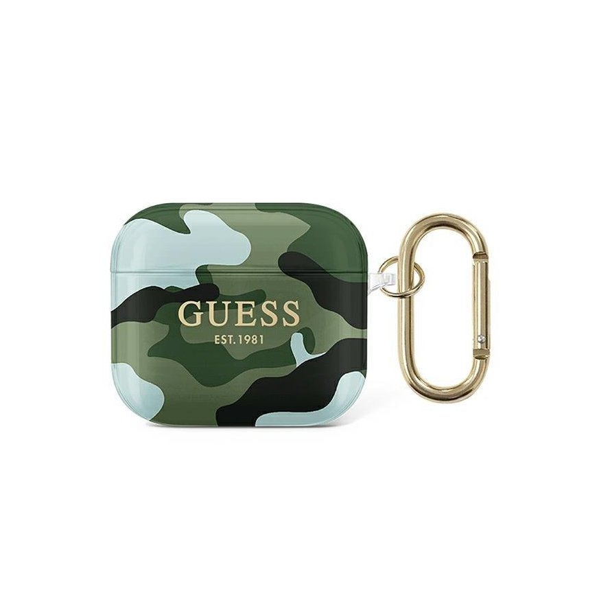 Guess Apsauginis dėklas GUA3UCAMA Camo Collection, skirtas AirPods 3, žalias – 2