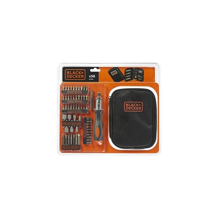 Black & Decker Black & Decker screwdriver with ratchet and bit set, 56 pieces (A7104) – 7
