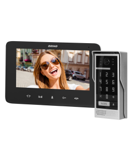 Orno Video intercom kit, handset, color, LCD 7 inch, intercom, with encryption, surface mount, black, SCUTI