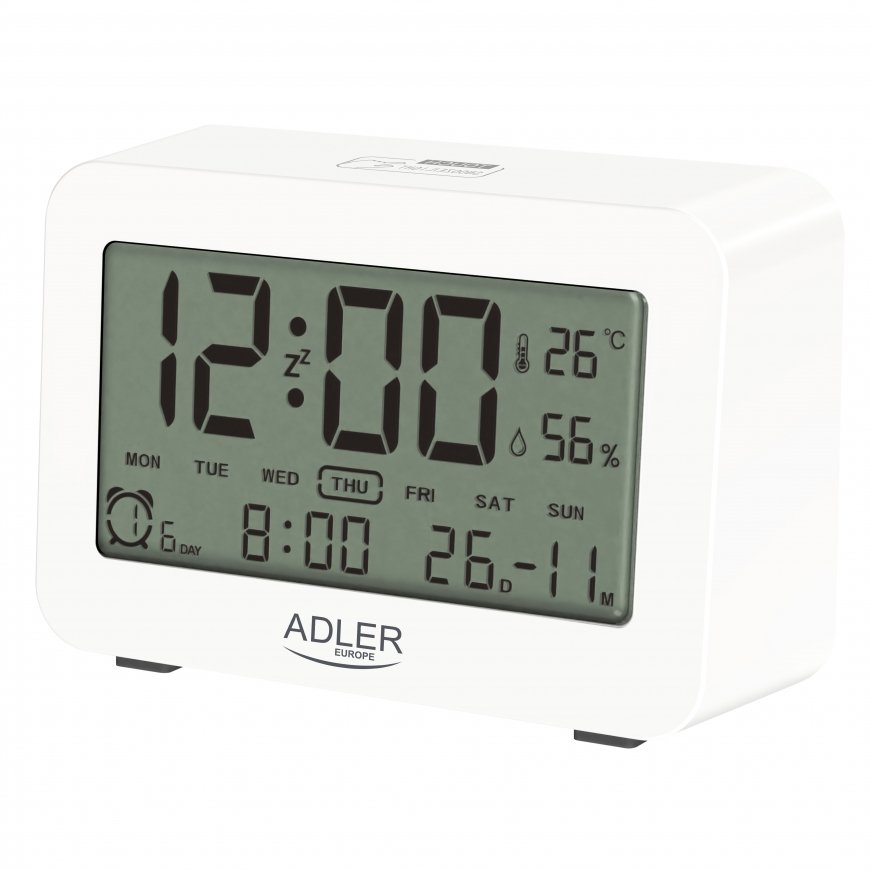 Adler Alarm Clock AD 1196w White, Alarm
