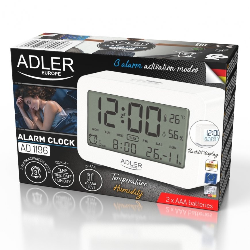 Adler Alarm Clock AD 1196w White, Alarm – 2