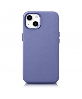 iCarer Case Leather Cover Genuine Leather iPhone 14 Plus Light Violetinė (MagSafe Compatible)