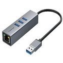 EXTRADIGITAL Premium adapter USB 3.0 - USB 3.0 (3 Ports) + RJ45, 0.15m