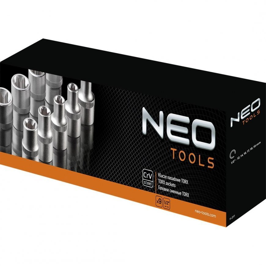 Neo Torx lizdų rinkinys 1/2 "E10-E24 9vnt (08-649) – 4