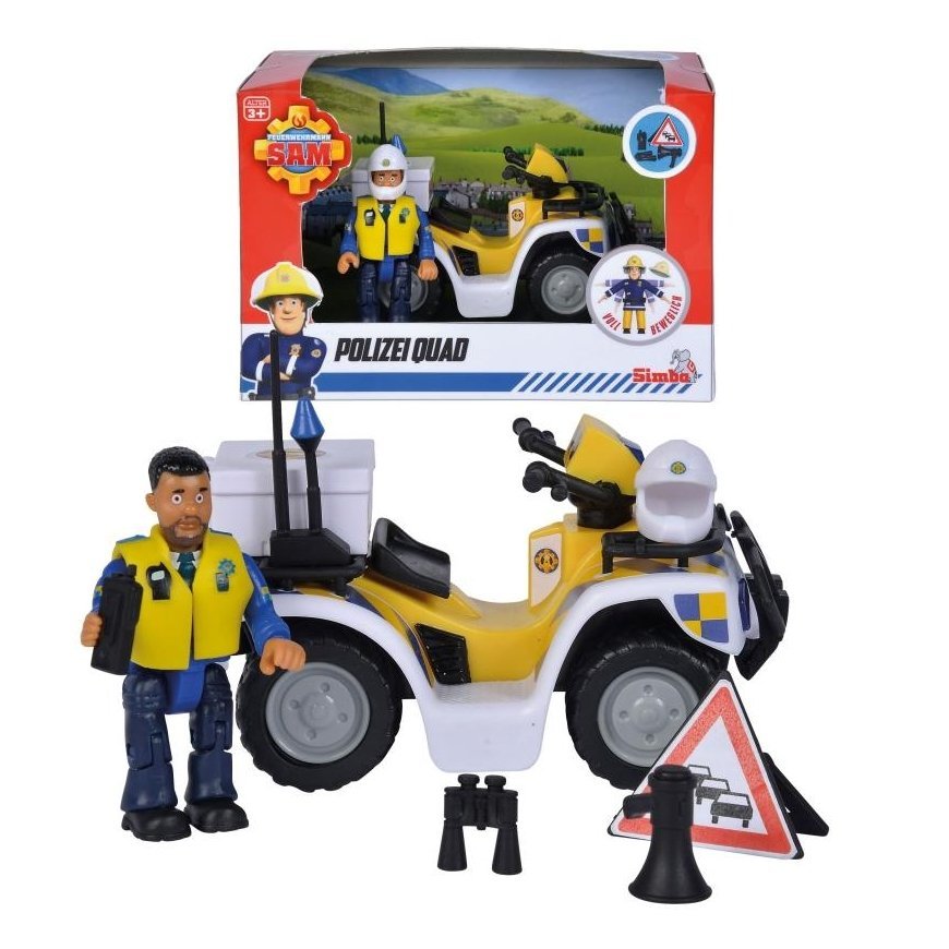 SIMBA Fireman Sam Police Quad with Malcolm Figure – 10