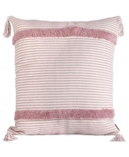 Eurofirany TERRA COLLECTION AVINION Pillow cover made of thick cotton fabric with fringes in the corners, 60X60 cm, color: pink