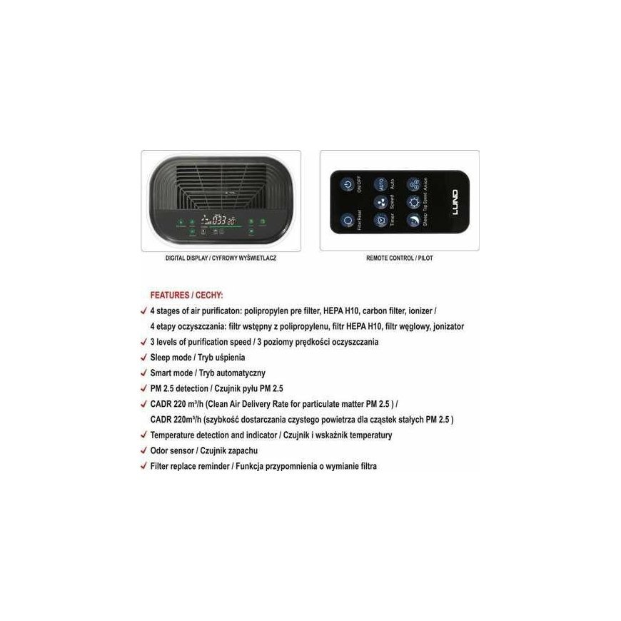 Toya LUND AIR CLEANER 40W 220M3 / H HEPA 4 STEP CLEANING – 5