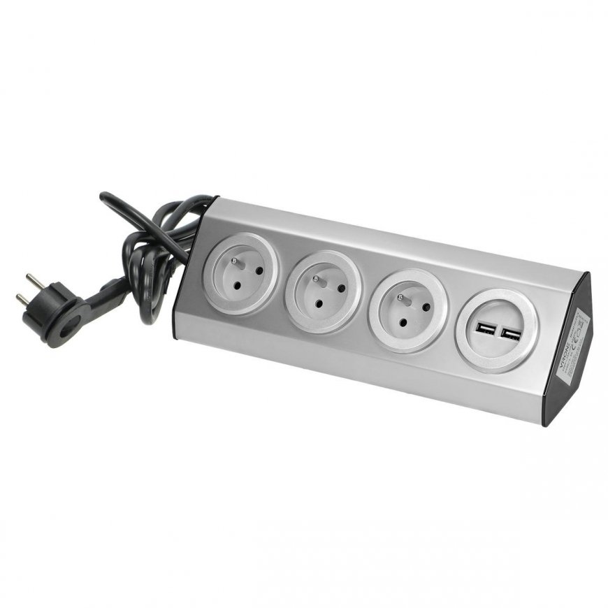 Orno Baldai, kitchen outlet with USB charger, Velcro fastening with 1.5m cable - 3x2P + Z, 2xUSB, IN – 2