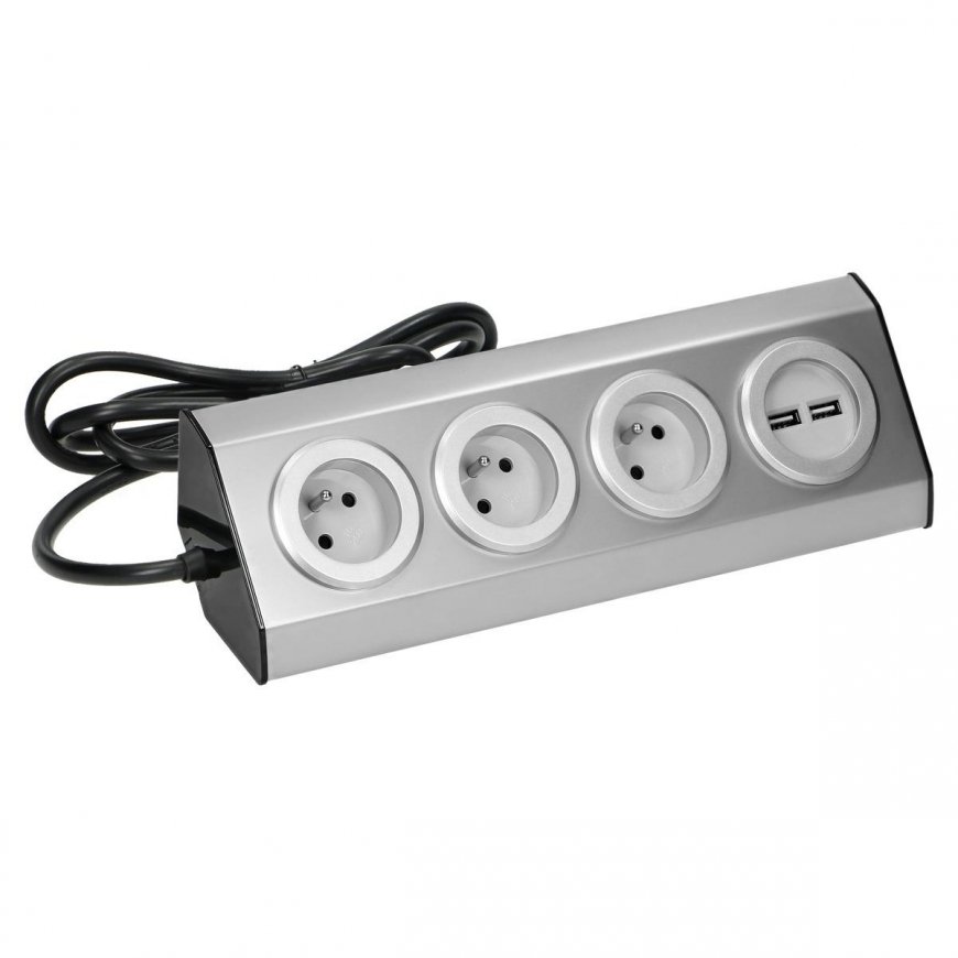 Orno Baldai, kitchen outlet with USB charger, Velcro fastening with 1.5m cable - 3x2P + Z, 2xUSB, IN – 4