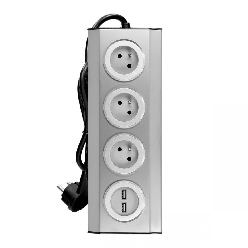 Orno Baldai, virtuvinis lizdas su USB pakroveju, Velcro tvirtinamas 1,5m laidu - 3x2P + Z, 2xUSB, IN – 9