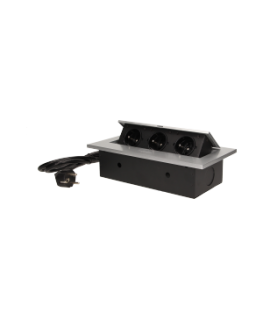 Orno Furniture socket recessed into the tabletop with a thick edge 3x2P + Z, cable 1.5m 3x1.5mm?, Silver
