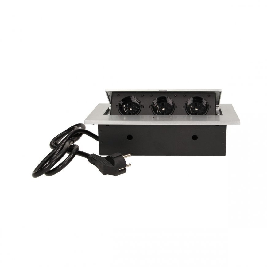 Orno Furniture socket recessed into the tabletop with a thick edge 3x2P + Z, cable 1.5m 3x1.5mm?, Si – 5