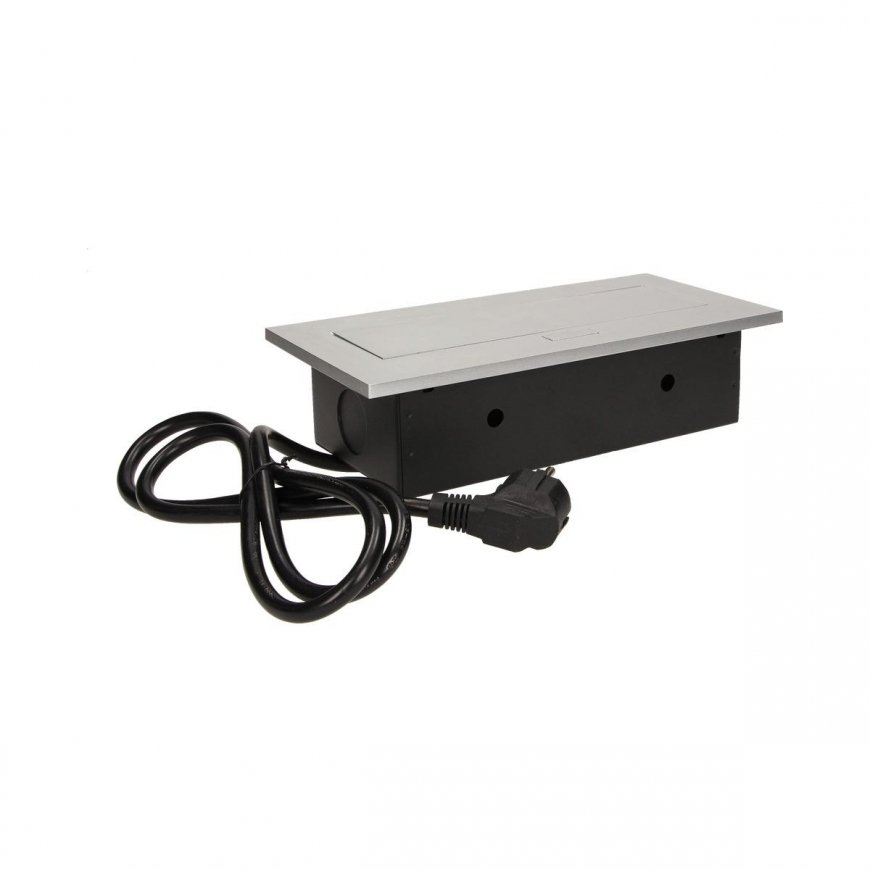 Orno Furniture socket recessed into the tabletop with a thick edge 3x2P + Z, cable 1.5m 3x1.5mm?, Si – 7