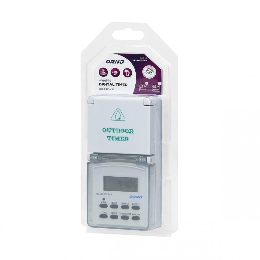 Orno Elektroninis laikmatis, 8 programos, IP44 – 3