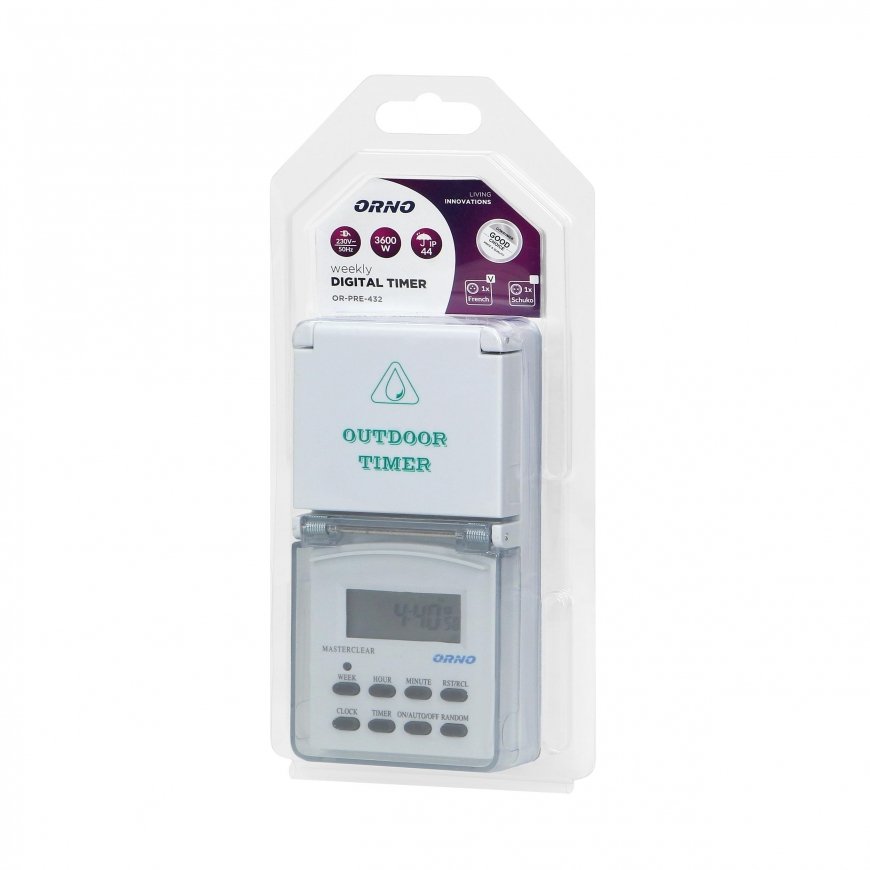 Orno Electronic timer, 8 programs, IP44 – 10