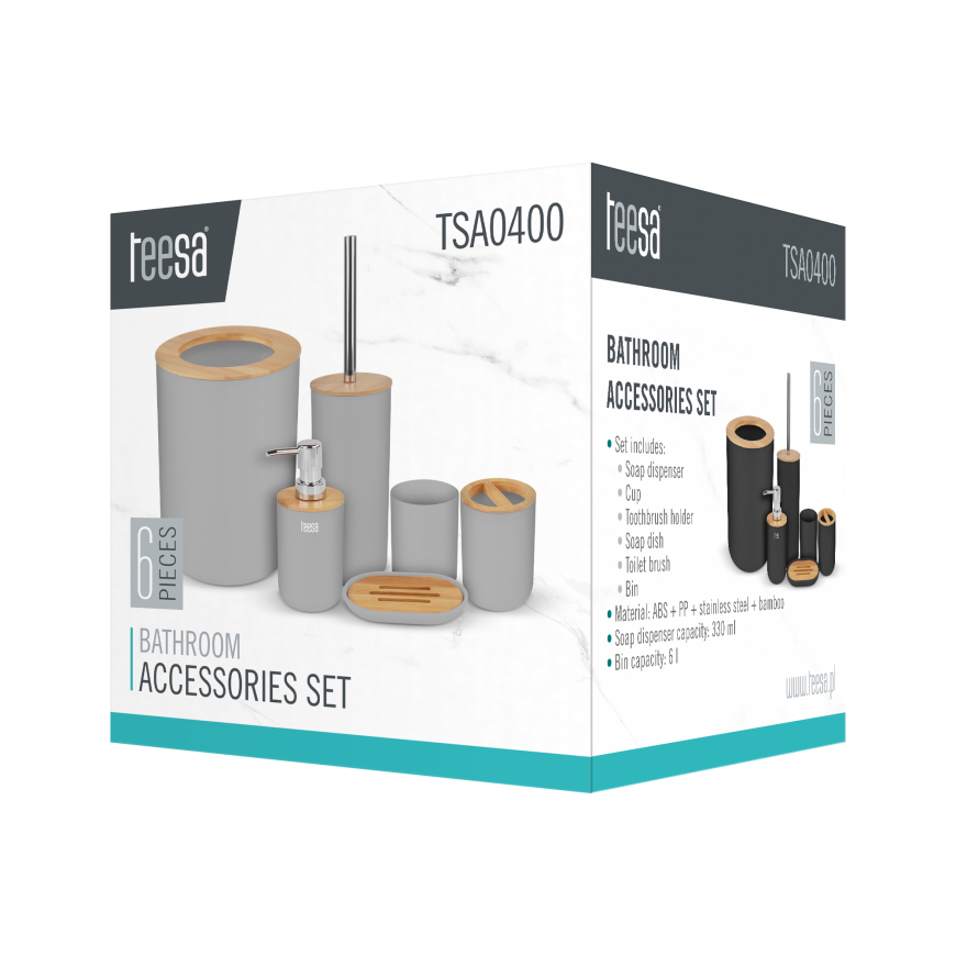 Teesa Bathroom accessories set (6 pcs) black – 10