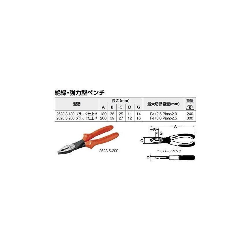 1000V Kombinuotos replės 180mm, ypač kietai vielai, Bahco – 2