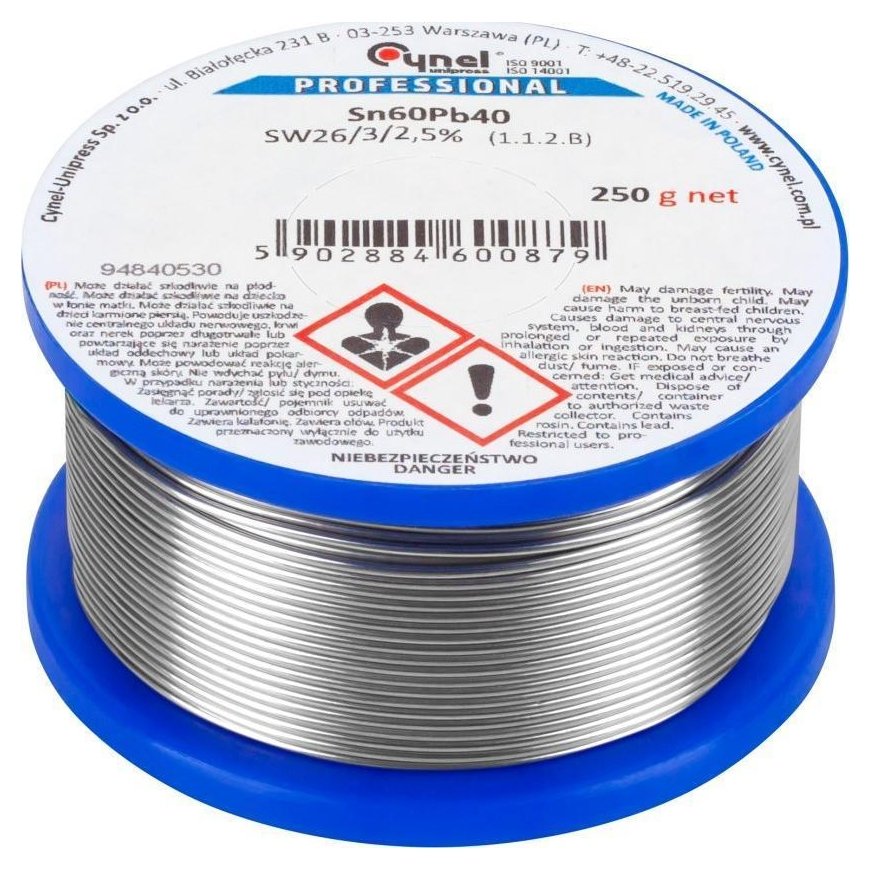 Lydmetalis su fliusu CYNEL Sn60Pb40 SW26 0.70mm 250g – 3