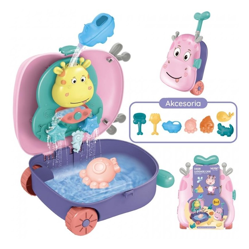 WOOPIE Set do Piasku 3w1 Walizka Jelonek + Zabawka Wodna – 3