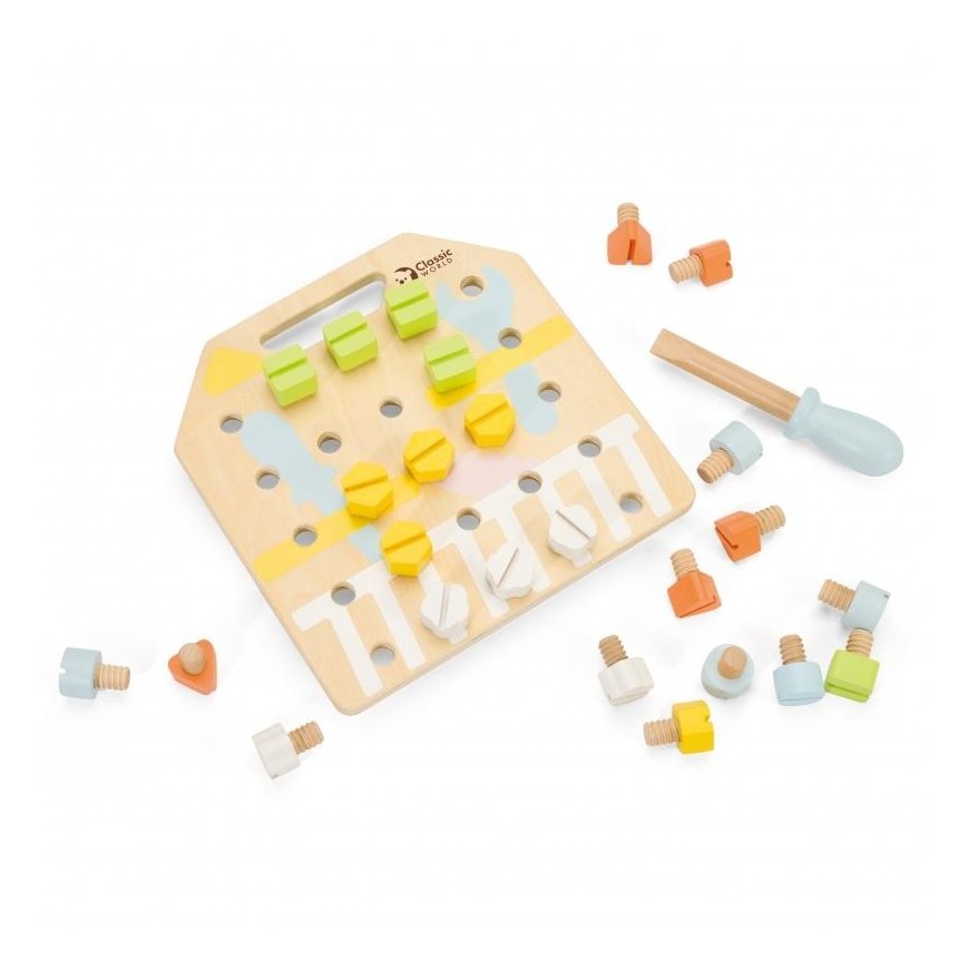 CLASSIC WORLD Wooden table with rotary screws – 8