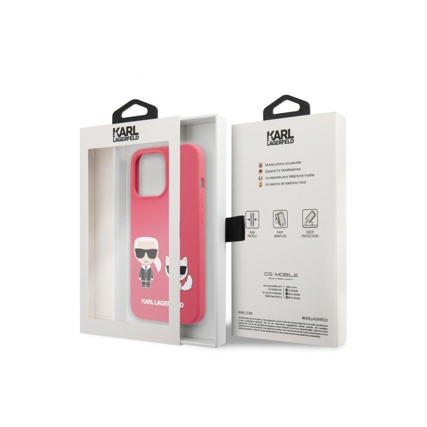 KLHCP13LSSKCP Karl Lagerfeld and Choupette Liquid Silikoninis dėklas for iPhone 13 Pro Raudona (Raud – 2