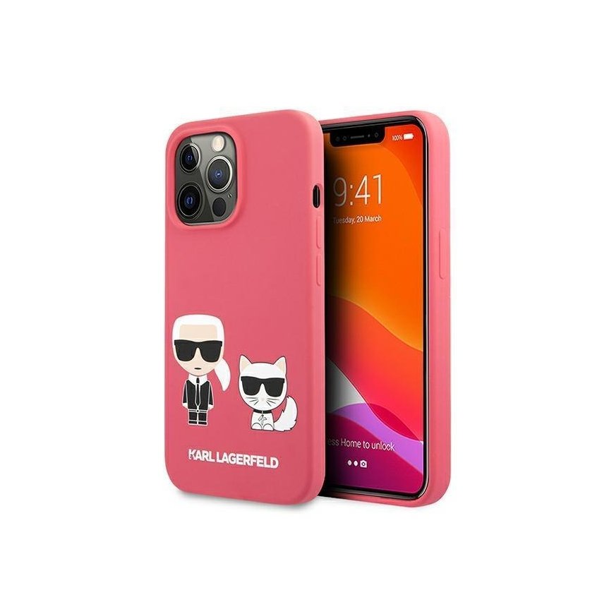 KLHCP13LSSKCP Karl Lagerfeld and Choupette Liquid Silikoninis dėklas for iPhone 13 Pro Raudona (Raud – 6