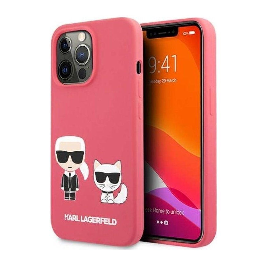 KLHCP13LSSKCP Karl Lagerfeld and Choupette Liquid Silicone Case for iPhone 13 Pro Red (Red) – 7