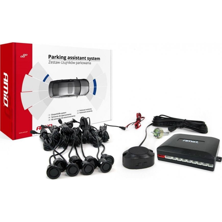 Amio Parking sensors, reverse, buzzer, 8 sensors, black "gold" 18mm – 2