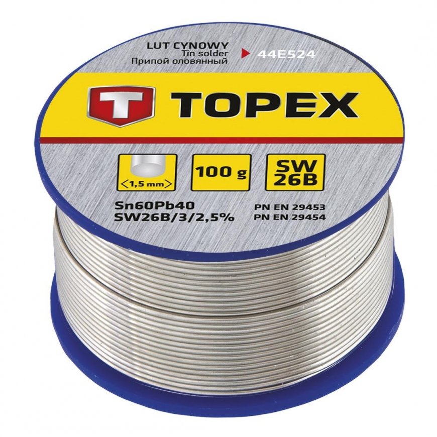 Topex alavo lydmetalis 60% Sn 1,5 mm viela 100g - 44E524 – 2