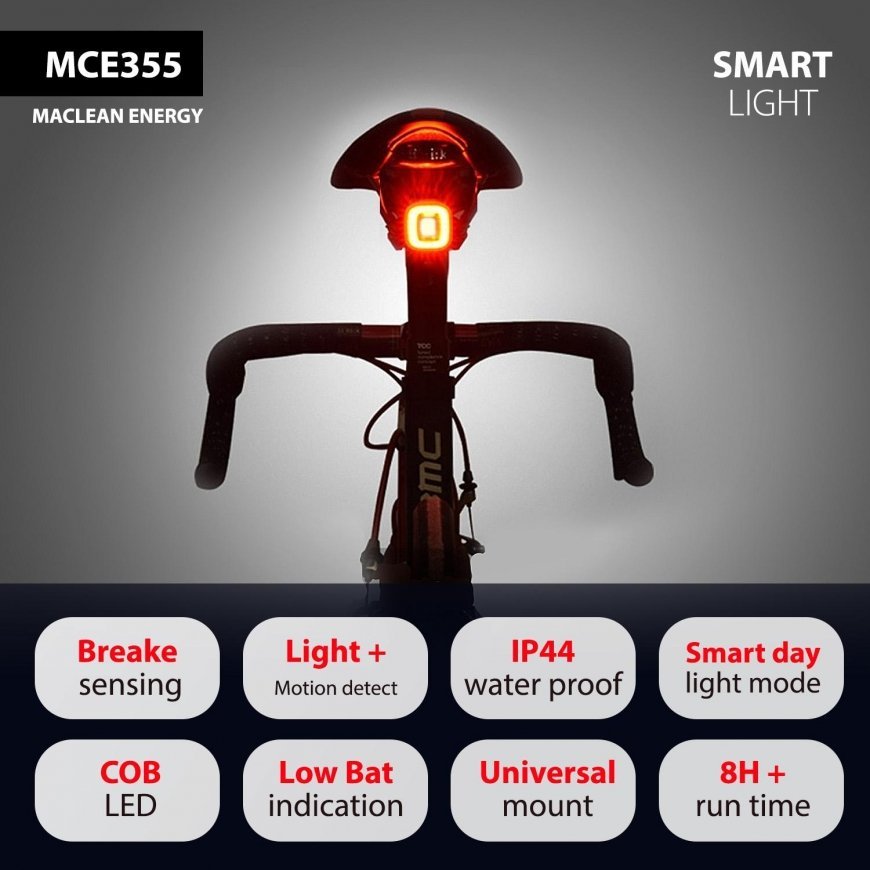 Maclean Rear bicycle light USB AUTO STOP twilight sensor Maclean Energy MCE355 COB LED max. 125lm ba – 5