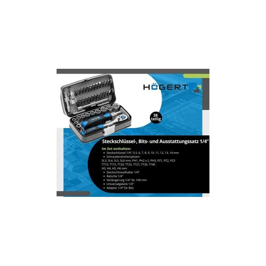 Högert Technik Ht1R462 Bity 38S pagrindinių raktų rinkinys – 5