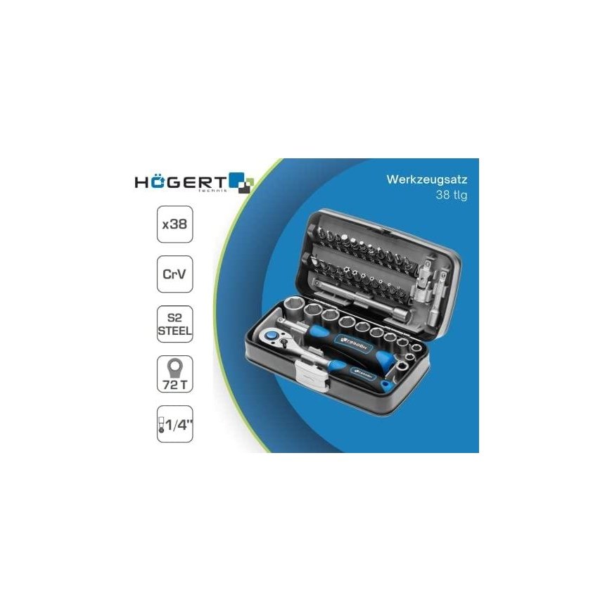 Högert Technik Ht1R462 Bity 38S pagrindinių raktų rinkinys – 10