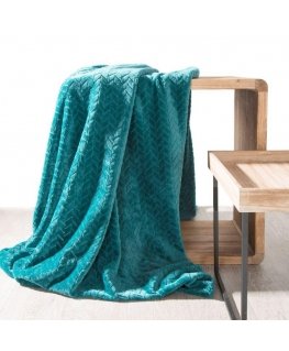 Eurofirany DESIGN 91 Soft and gentle blanket CINDY with printed pattern, 220X200 cm, color: dark turquoise