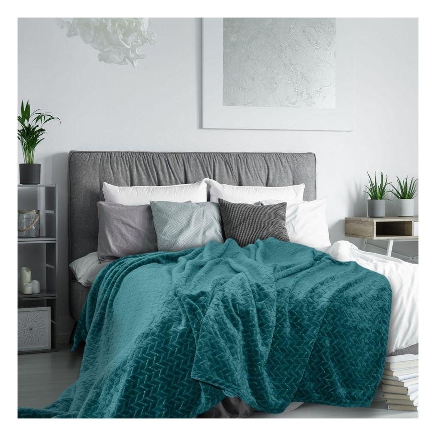 Eurofirany DESIGN 91 Soft and gentle blanket CINDY with printed pattern, 220X200 cm, color: dark tur – 2